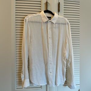 Banana Republic Cream Linen Casual Button Down Shirt